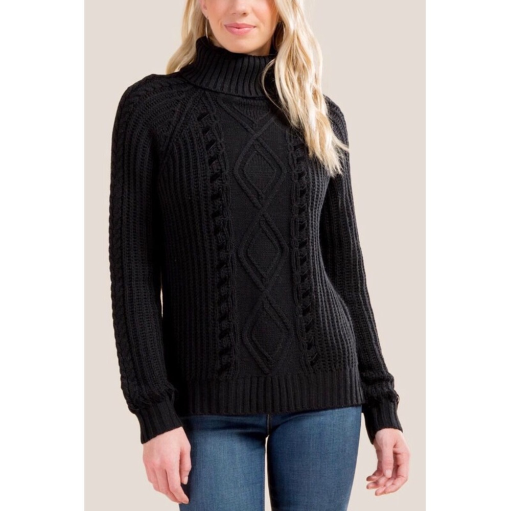 Velvet Whipstitch Turtleneck Sweater